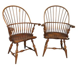 Pair Dimes Knuckle Windsor Arm Chairs
height 41 inches
