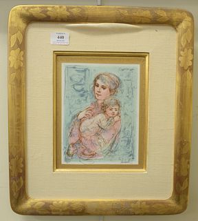 Edna Hibel (American, 1917 - 2015) 
"Mother and Child, 1978"
Lithograph in colors on porcelain
signed and editioned 335/395 in ink along lower edge
in