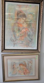Two Edna Hibel (American, 1917 - 2015) Lithographs
to include "Small Family"
lithograph in colors on paper
signed and numbered 48/155 in pencil along 