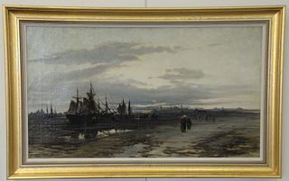 Frank Wasley (British, 1848 - 1934)
"Anchored in the Floodlands"
oil on canvas
signed lower right: F. Wasley
24 1/8" x 41 5/8"