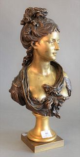 Classical Gilt Bronze Bust of a Woman on a brass base
height 18 inches