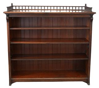 Walnut Victorian Open Bookcase 
with gallery
height 53 inches, width 58 inches, depth 17 inches
Provenance: Thirty-five year collection of Dana Cooley