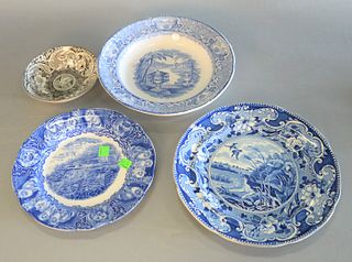 Group of Four Transferware Plates
to include three Staffordshire, pieces each marked on the underside, along with one brown plate with an eagle and sh