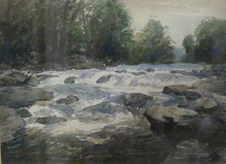 Winfield Scott Clime (American, 1881 - 1958)
Rambling Brook
watercolor on paper
signed lower left
sight size 10 1/2" x 14 1/2"
Provenance: Matthes-The