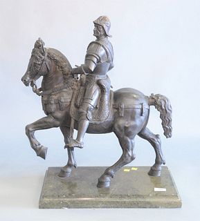 Large Bronze Roman Soldier on Horseback
brown patina on a green marble base
not marked
height 25 inches, width 18 1/4 inches, depth 10 1/2 inches