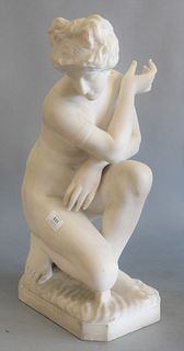 Large Marble Figural Nude Sculpture
woman kneeling
height 21 1/2 inches, width 8 inches, depth 11 1/2 inches