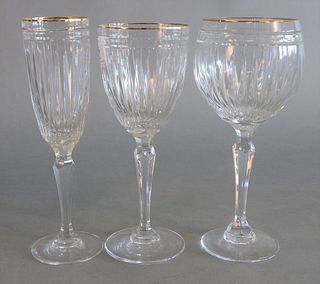 Waterford Marquis Thirty-three Piece Group
to include 12 champagnes; 7 red wine glasses and 11 white wine glasses 
each marked to the underside
along 