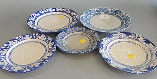Group of Five Dedham Pottery Plates
to include orange tree plate, snow tree plate, swan and cat-o-nine tails plate, small Thanksgiving turkey dish, an