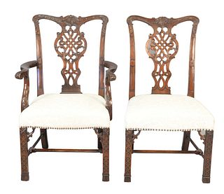 Set of Ten Mahogany Chippendale Style Dining Chairs
8 side and 2 arm