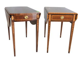 Two Council Furniture, Company Pembroke Drop Leaf Tables
mahogany, inlaid
height 27 inches, top 30" x 37"; 27" x 31"