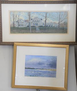 Group of Twelve Paintings
to include oil of homestead, initialed PR; 
colored pencil of homestead, signed C. Timmerman; 
M. Frede still life with flow