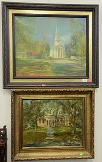 Six Tom Torrenti (American, 20th Century) Abstract Landscapes
oils on canvas
to include library and church scenes in Old Lyme, Hamburg Avenue, Lyme, 1