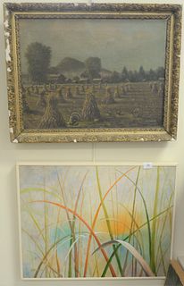 Three Framed Paintings
to include B.V. Brook, oil on canvas, farm landscape with cornstalks, signed B.V. Brook, 1923;
Barbara M. Marks, oil on linen, 