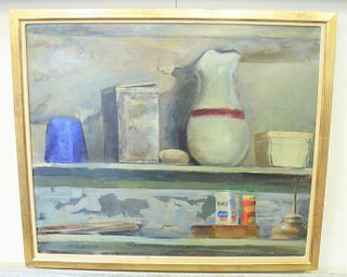 Louis George Bouche (American, 1896 - 1964)
The Pantry Shelf
oil on canvas
signed lower left Louis Bouche
Kraushaar Galleries label on back
height 24 