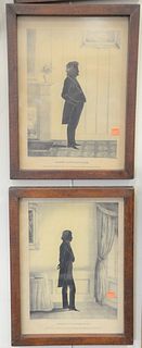 Group of Four Framed Works
to include three lithographs of silhouettes by Wm. H. Brown
each circa 1844;
along with a small watercolor on paper of thre
