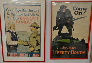 Group of Three Framed Propaganda War Posters
to include Lead the Way they Fight Buy Bonds to your Utmost; Come Buy More Liberty Bonds; Third Liberty L
