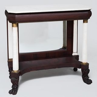 Classical Gilt-Metal-Mounted Mahogany and Marble Pier Table