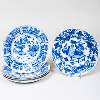 Group of Five Dutch Blue and White Delft Plates