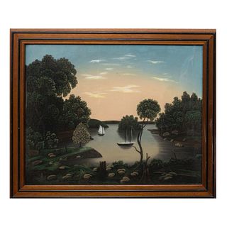 American School: Riverscape with Sailboats
