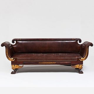 Classical Carved Mahogany and Parcel-Gilt Sofa