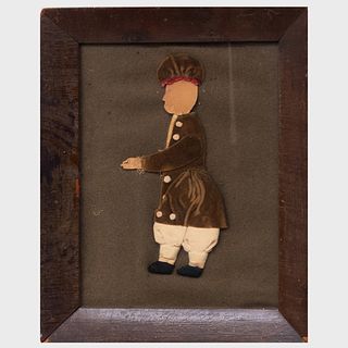 Folk Art Paper and Fabric Collage of a Marching Figure