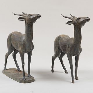 Two Bronze Models of Antelopes