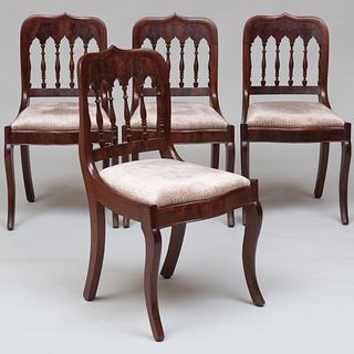 Set of Four American Classical Mahogany Side Chairs