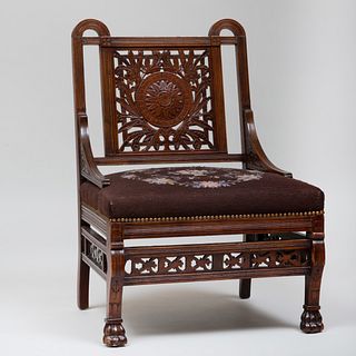 Aesthetic Movement Carved Mahogany Side Chair