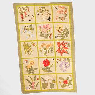 Green Ground Floral Needlepoint Rug