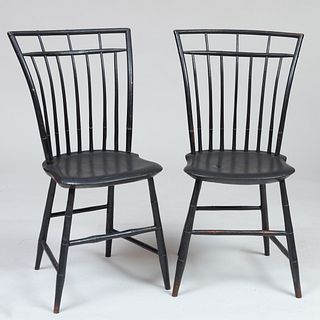 Pair of Painted Birdcage Windsor Side Chairs