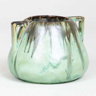 Fulper Ovoid Green Glazed Pottery Vase