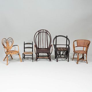 Group of Five Rustic Child's Chairs