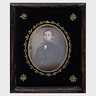 Pair of Daguerrotype and Reverse Painted Glass Portraits