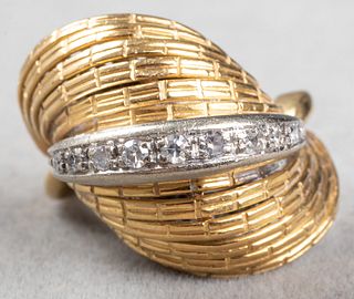 Vintage 18K Yellow & White Gold Diamond Ring