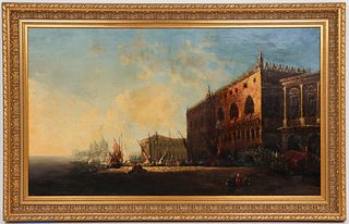 George Loring Brown "Venice" 19th C. Oil on Canvas