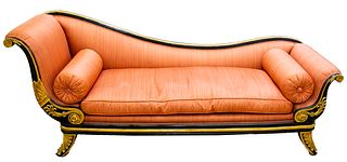 Empire Parcel Gilt Ebonized Recamier Sofa