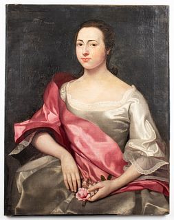 Continental School Portrait of Woman Oil on Canvas