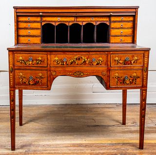 Adams Style Paint Decorated Satinwood Desk