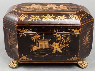 Chinese Lacquered Tea Caddy, 19th C.
