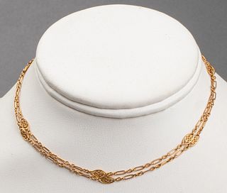 Antique 14K Yellow Gold Fob Chain Necklace