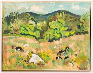 Bena Mayer Frank "Cow's Land" Oil on Canvas