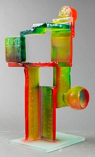 Susan Pelish Modern "Alphabet" Art Glass Sculpture