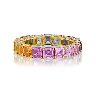5.54CT NATURAL FANCY COLOR SAPPHIRE ETERNITY BAND