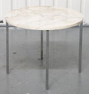 Modern Chrome & White Marble Coffee Table