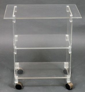 Modern Lucite Three-Tier Rolling Stand