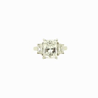 GIA 4.02ct Radiant Cut SI1-E Engagement Ring