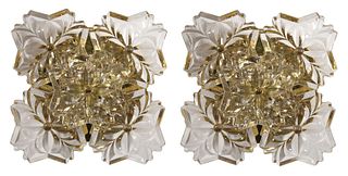 Mid-Century Modern Glass Flower Form Sconces, Pair