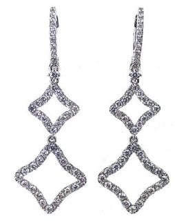 Diamond Quatrefoil Drop Dangle Earrings
