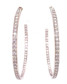 Large Diamond In & Out Hoop Earrings