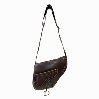 Christian Dior Brown Calfskin Messenger Saddle Bag